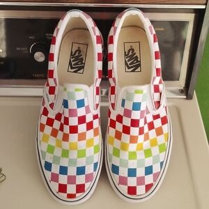 Vans rainbow checkerboard slip-on